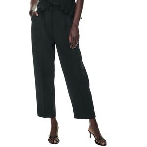Aritzia Wilfred Carrot Pant High-Rise Pleated Trouser Black Crepette Sz 00